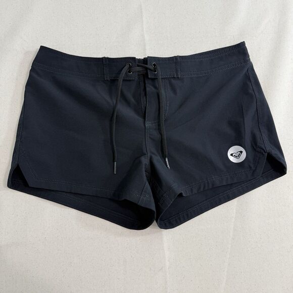 ROXY Women Solid Black Stretch Poly Blend 2.5” Tie Beach Swim Board Shorts XS - Picture 1 of 8